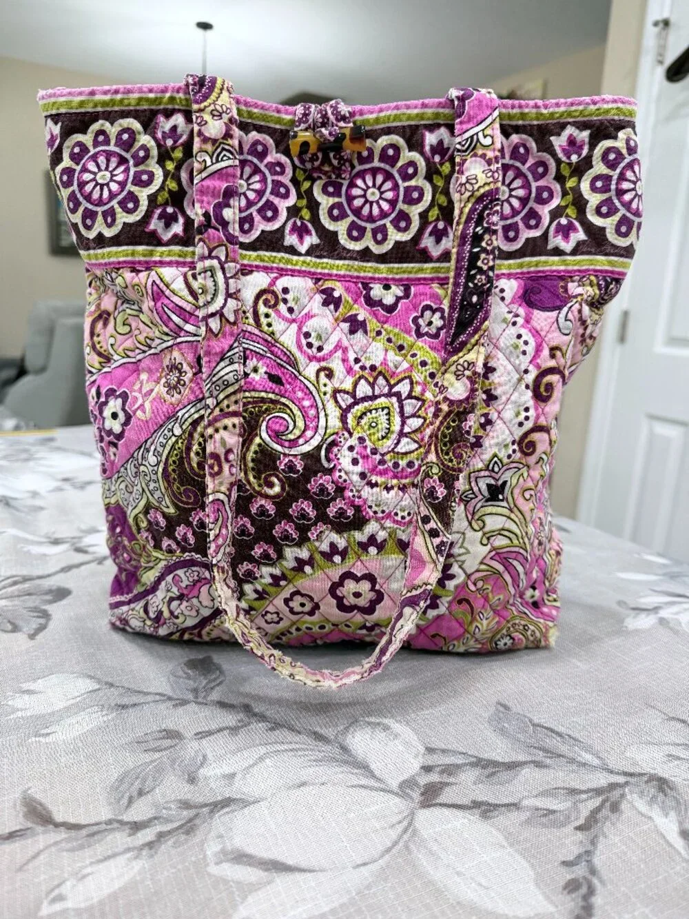 Vera Bradley Very Berry Paisley Quilted Tote Pink Purple Floral Paisley Retired